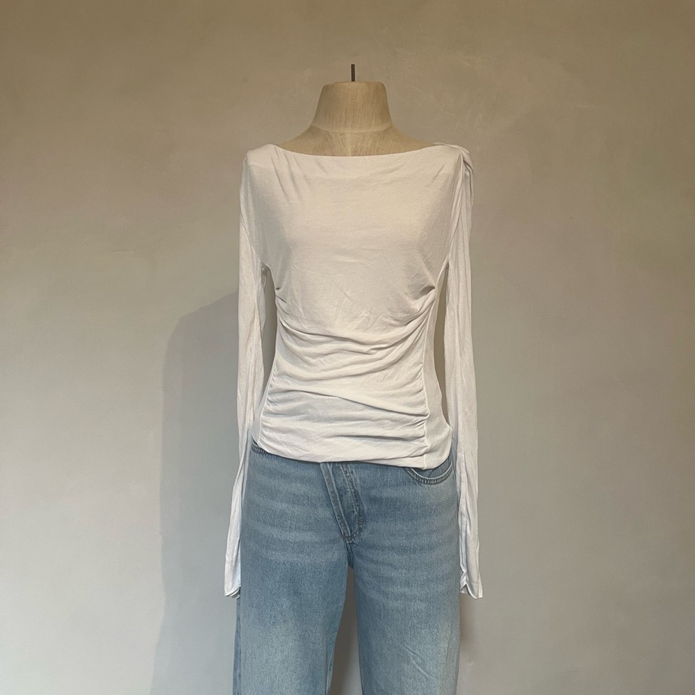 Free People White Long Sleeve Top